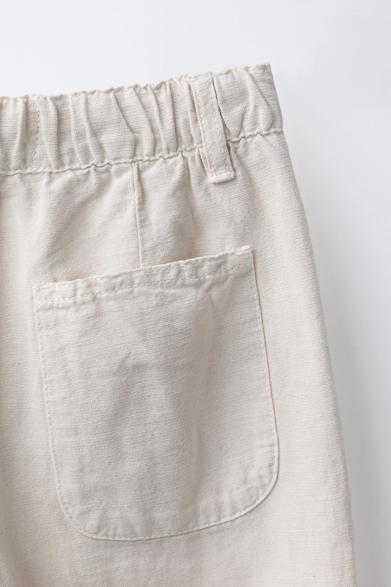 STRAIGHT-LEG COTTON-LINEN PANTS