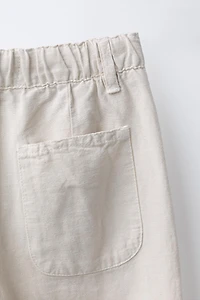 STRAIGHT-LEG COTTON-LINEN PANTS