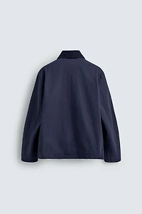 BLOUSON COL CONTRASTE À BRANDEBOURGS