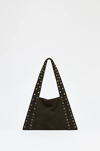 SUEDE STUDDED SHOULDER BAG