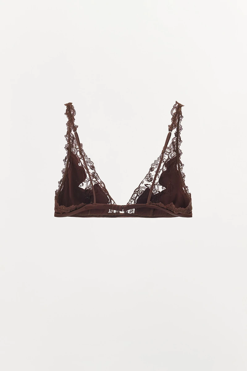 SATIN LACE TRIANGLE BRALETTE