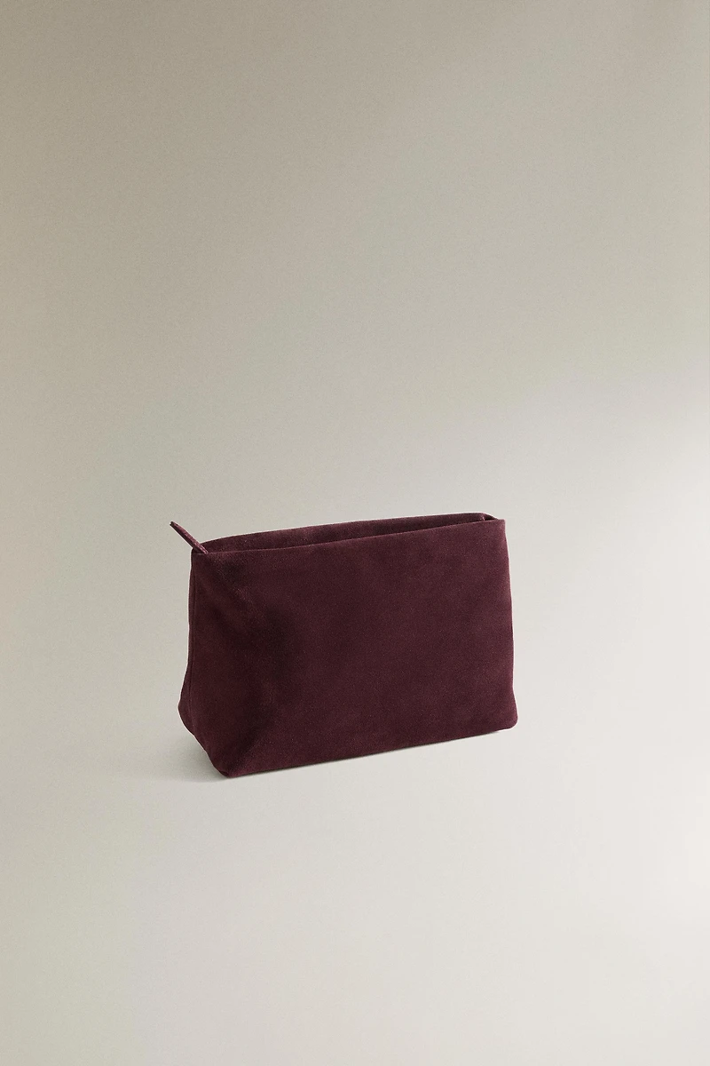 SPLIT LEATHER MAKEUP BAG