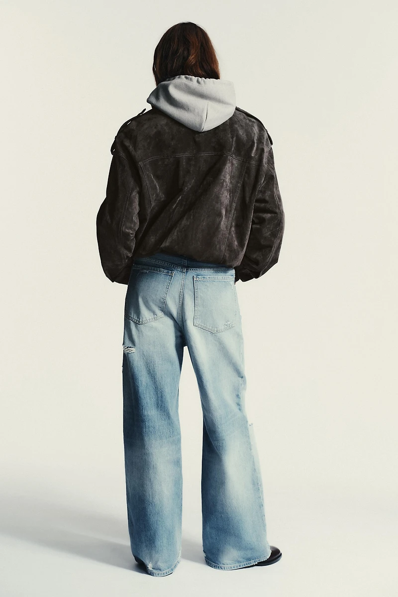 TRF MID-RISE RIPPED BAGGY JEANS