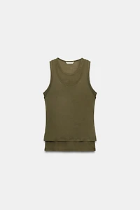 FAUX DOUBLE SLEEVELESS T-SHIRT