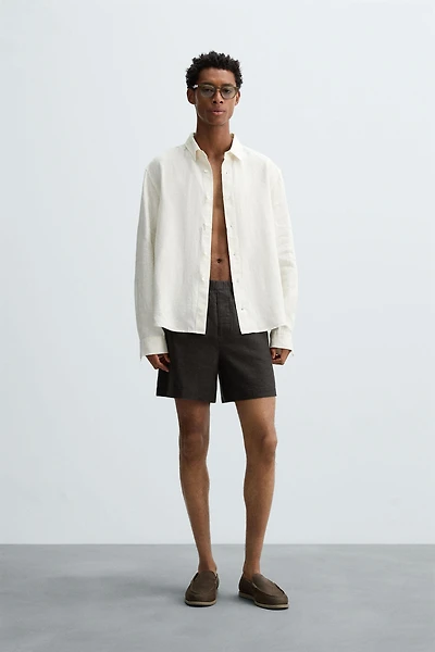 100% LINEN BERMUDA SHORTS