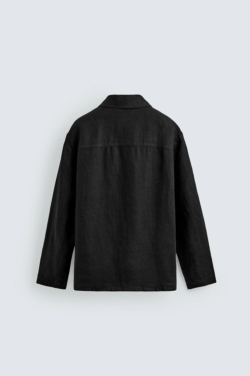REGULAR FIT 100% LINEN OVERSHIRT