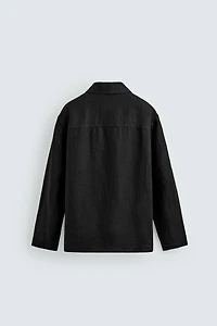 REGULAR FIT 100% LINEN OVERSHIRT