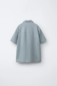 TEXTURED SPREAD COLLAR SHIRT