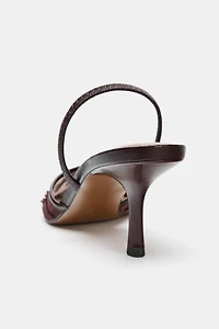 SHINY MESH SLINGBACK HEELS