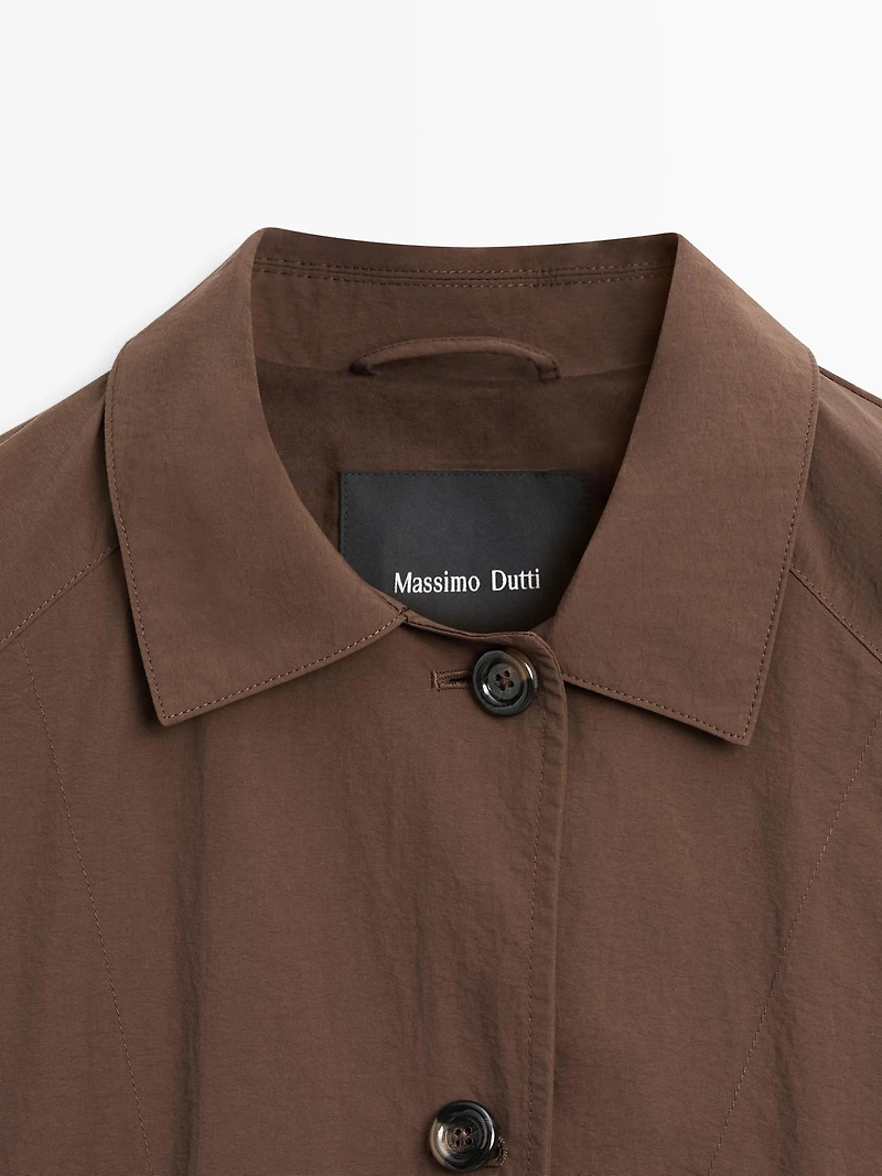 Oversize cape trench with neck detail