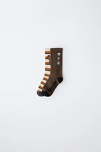 LOT DE DEUX PAIRES CHAUSSETTES RAYÉES CITROUILLE