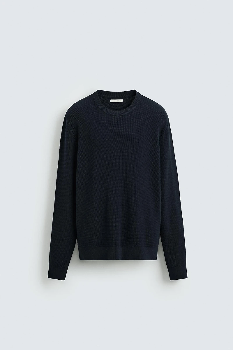 REGULAR FIT WAFFLE JUMPER