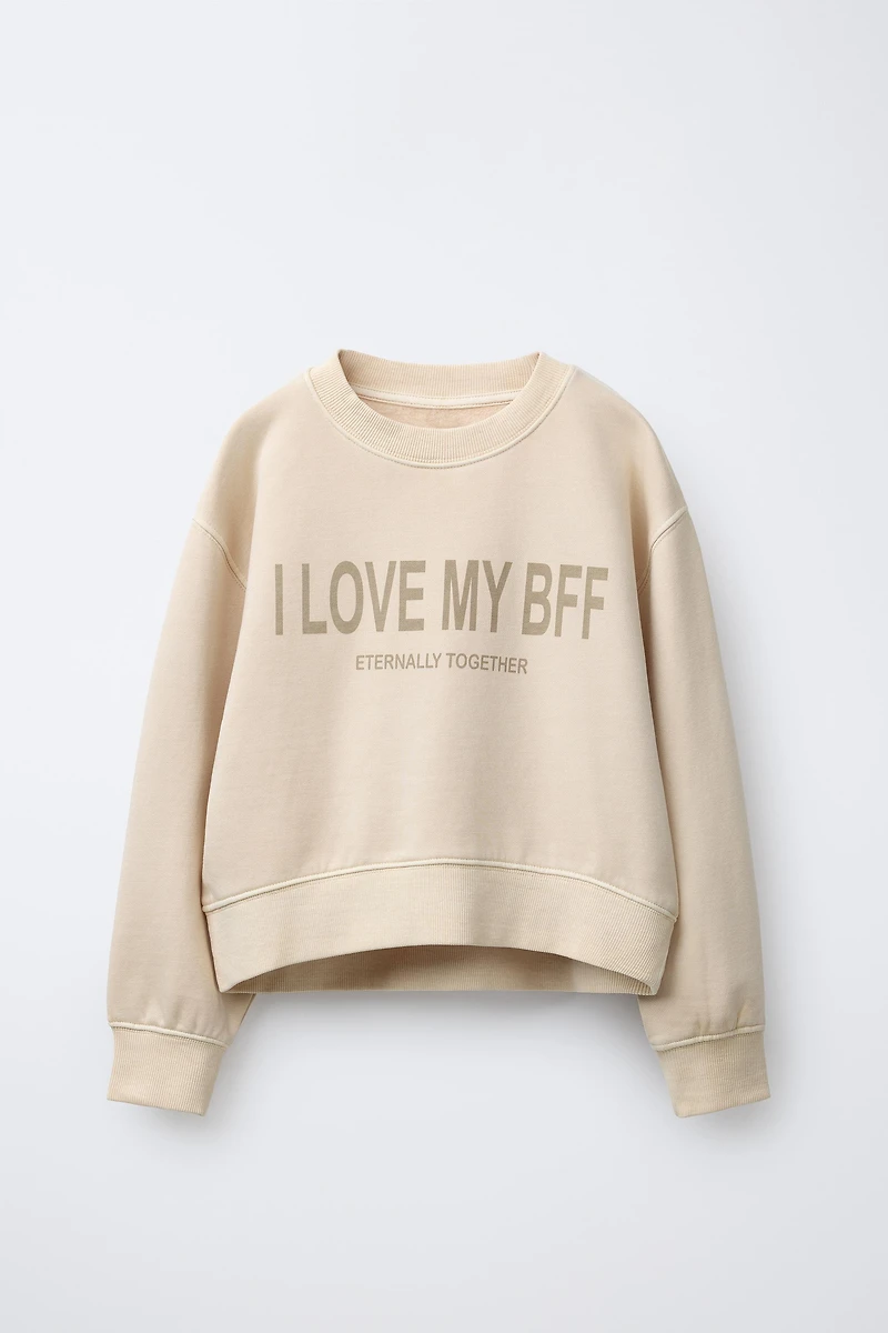 TEXT WIDE LEG SWEATSHIRT AND PANTS SET
