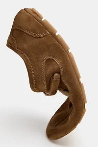SPLIT LEATHER ATHLETIC BALLET FLATS