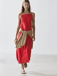 Robe midi encolure droite 100 % lin