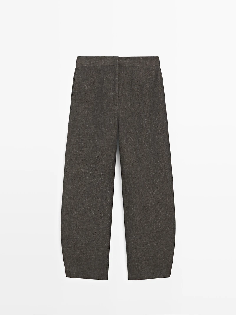Pantalon barrel fit lin