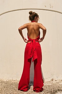 STRAIGHT LEG LINEN PANTS