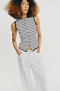 STRIPED BUTTON VEST TOP