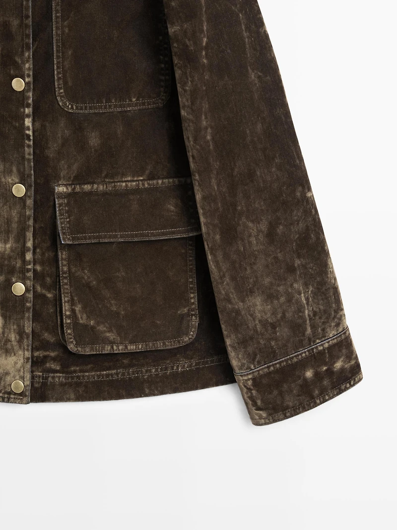 Flocked denim jacket with collar detail