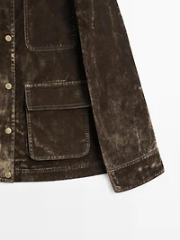 Flocked denim jacket with collar detail