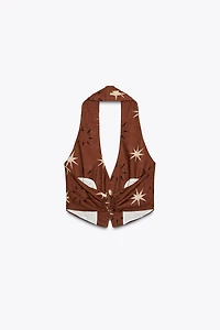 SUN PRINT LINEN TOP