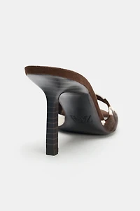 ANIMAL PRINT LEATHER HEELED SANDALS