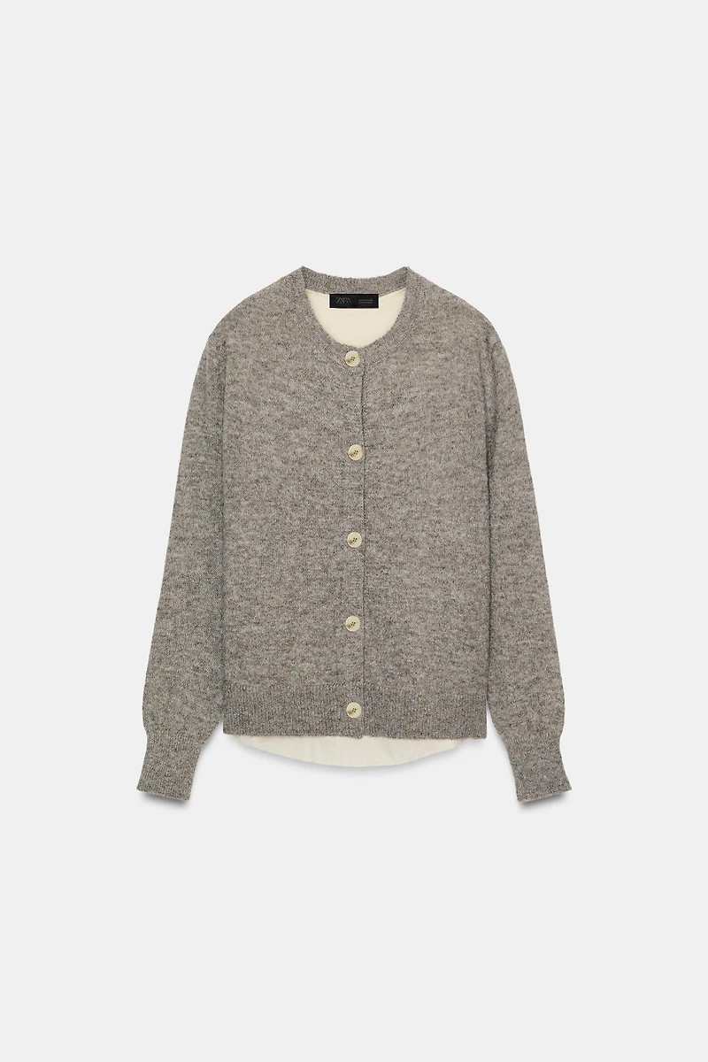 COMBINATION KNIT CARDIGAN WITH BELT