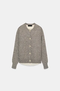 COMBINATION KNIT CARDIGAN WITH BELT