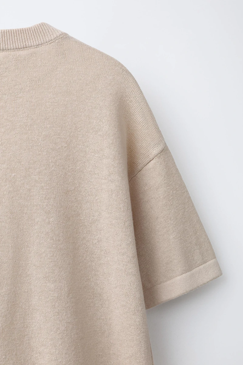 T-SHIRT UNI AVEC LIN ET COTON