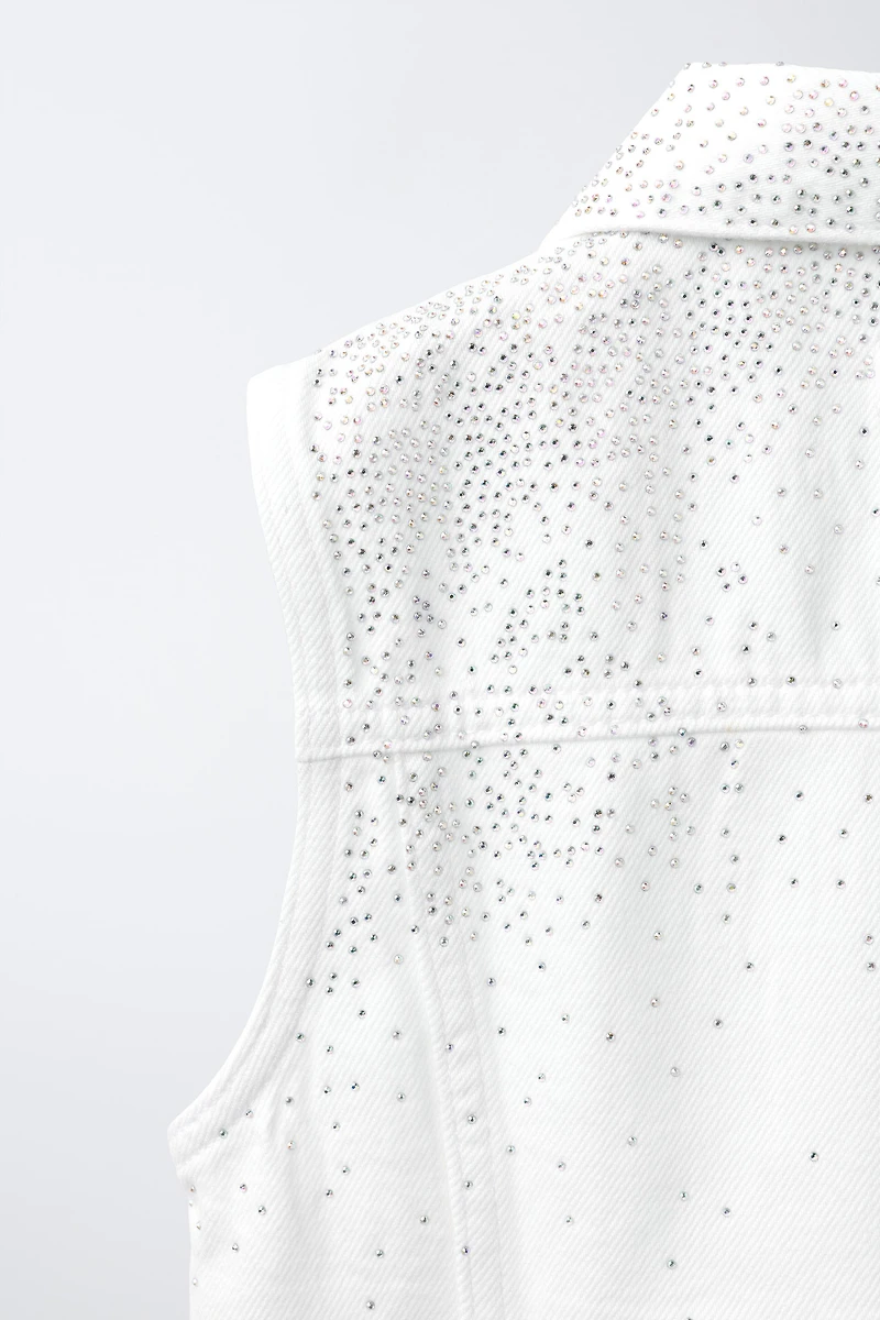 RHINESTONE DENIM VEST