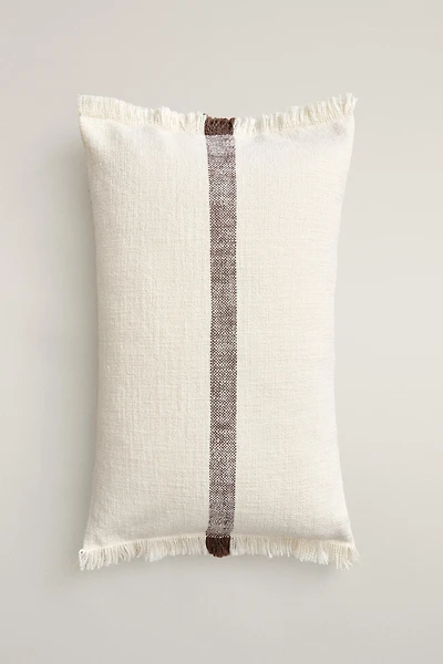 HOUSSE DE COUSSIN RAYURES FRANGES