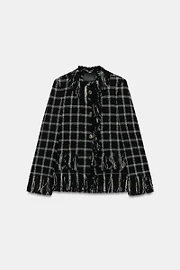 ZW COLLECTION FRINGED PLAID JACKET