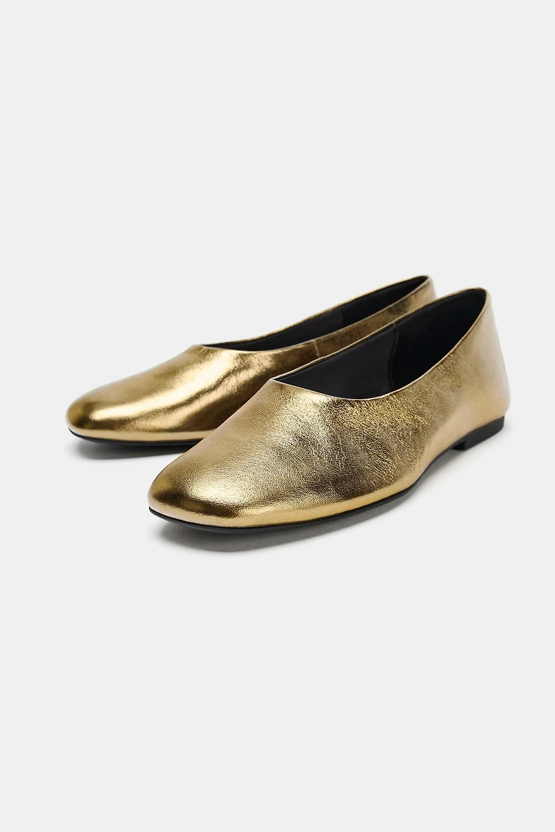 LAMINATED LEATHER BALLET FLATS