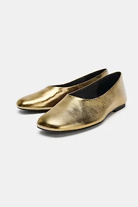 LAMINATED LEATHER BALLET FLATS