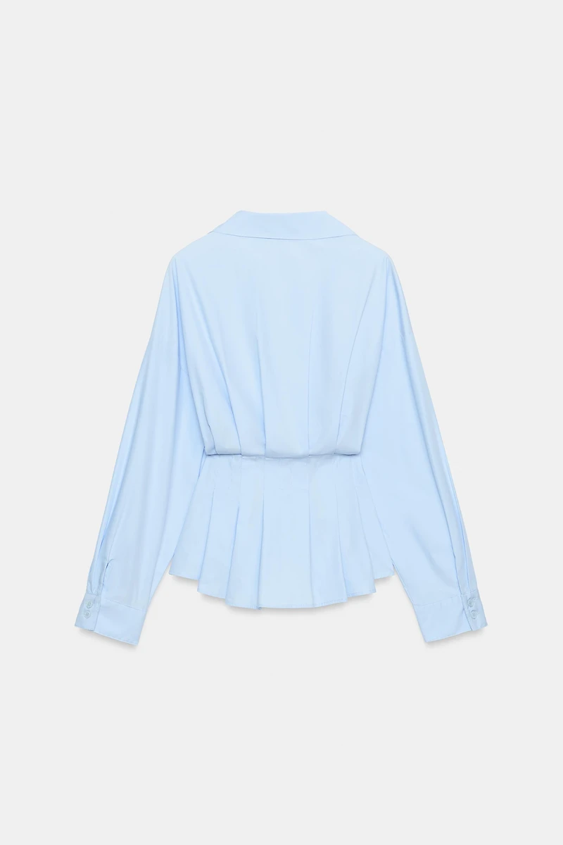 PLEATED POPLIN SHIRT