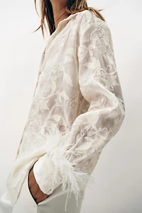 FEATHER EMBROIDERED SHIRT