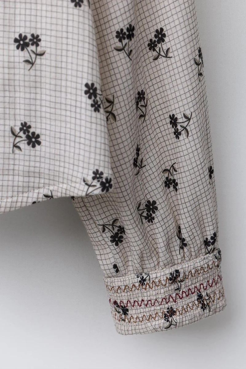 PLAID AND FLORAL BLOUSE