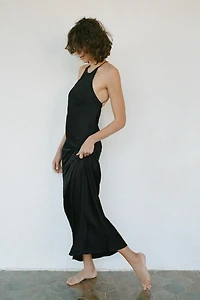 LONG SLIP DRESS WITH KNOTTED BACK