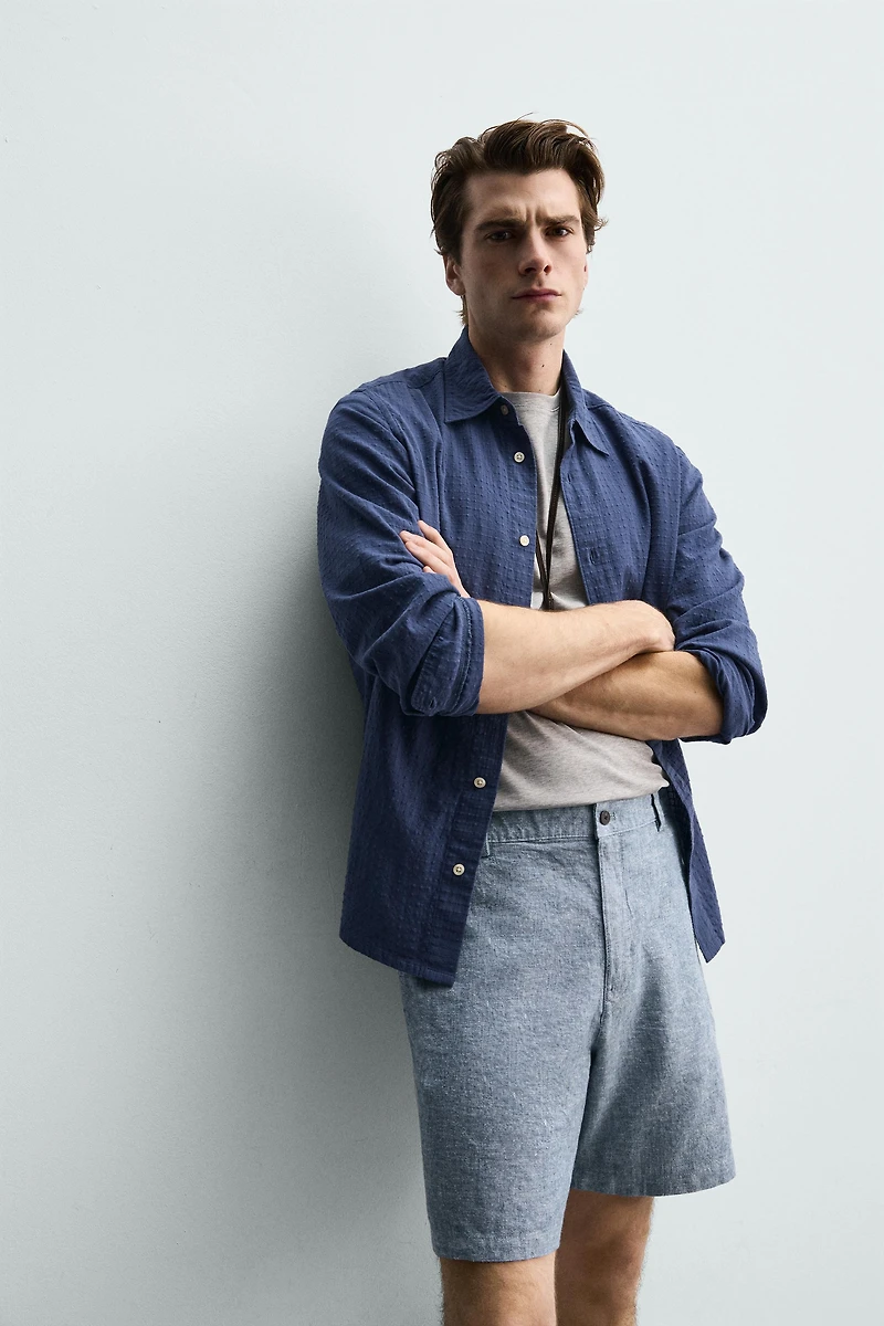REGULAR FIT TEXTURED SHORTS