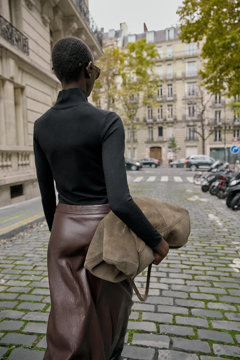 WOOL CROSSOVER HIGH NECK JUMPER