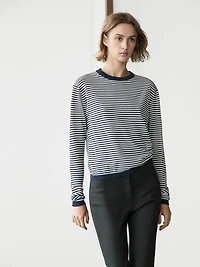 Striped cotton and silk knit sweater