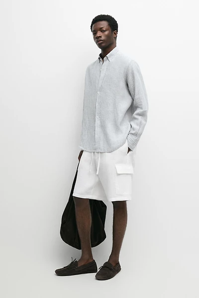 100% linen striped shirt