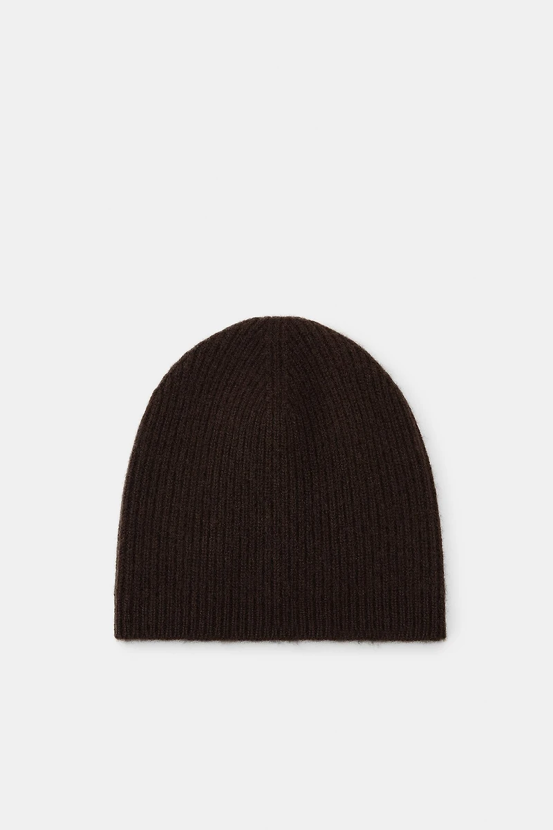 RIBBED CASHMERE BLEND BEANIE