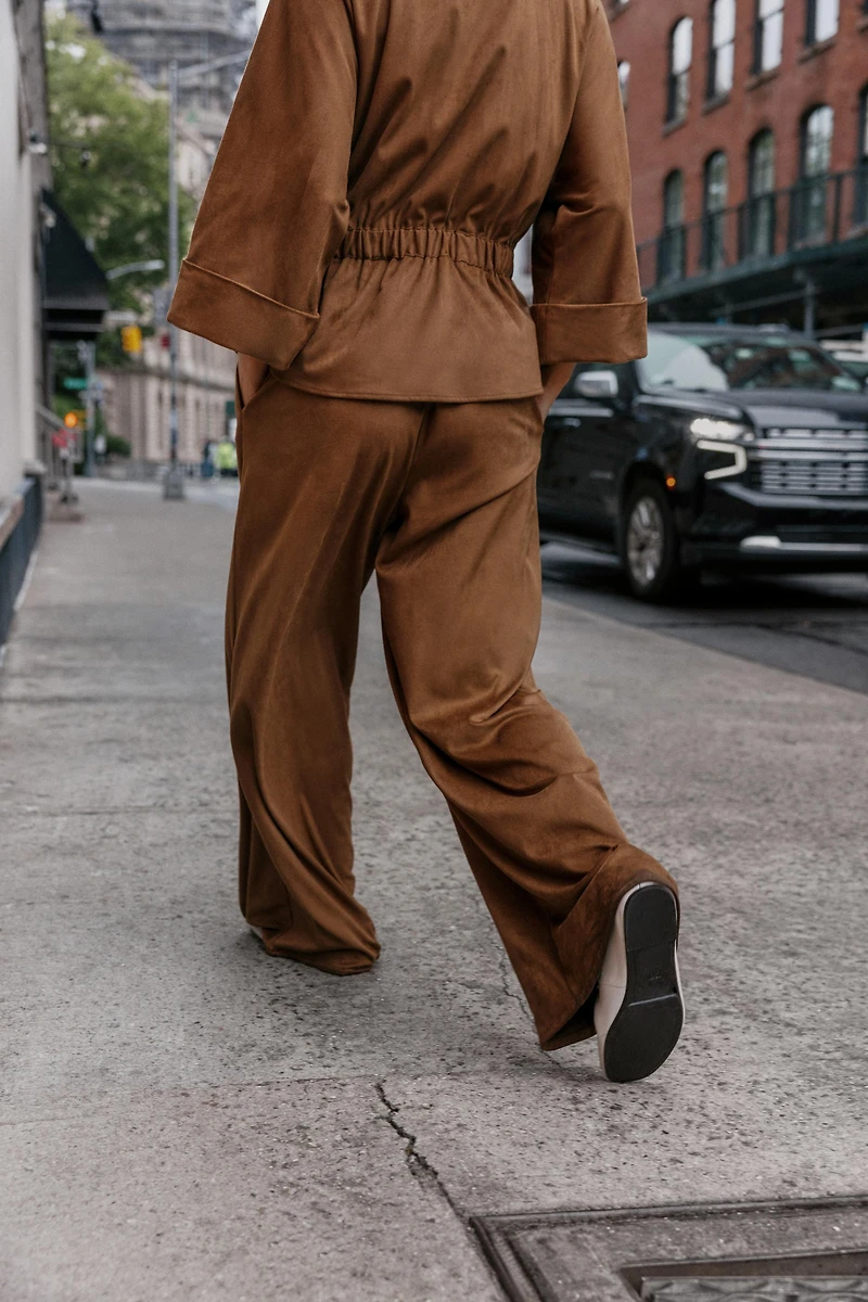 FAUX SUEDE WIDE LEG PANTS