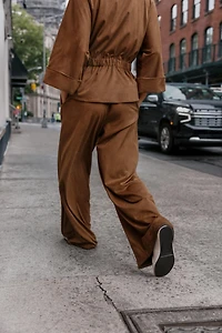 FAUX SUEDE WIDE LEG PANTS