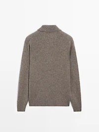 Wool blend knit polo sweater