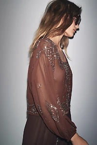 GEORGETTE BEADED EMBROIDERED BLOUSE