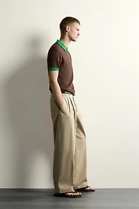 COLOR BLOCK ZIP KNIT POLO SHIRT