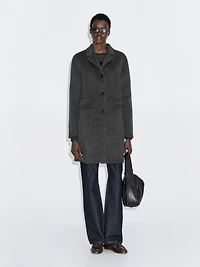 Manteau mi-long à revers en laine mélangée