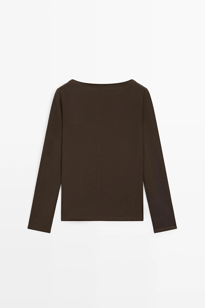 Long Sleeve Boat Neck T-shirt